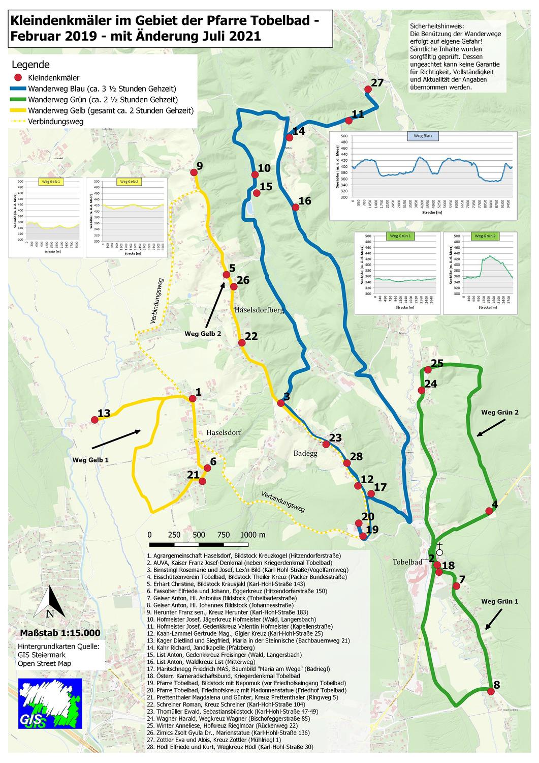 Wegekarte Juli 2021 / Gernot Fischer Kleindenkmäler