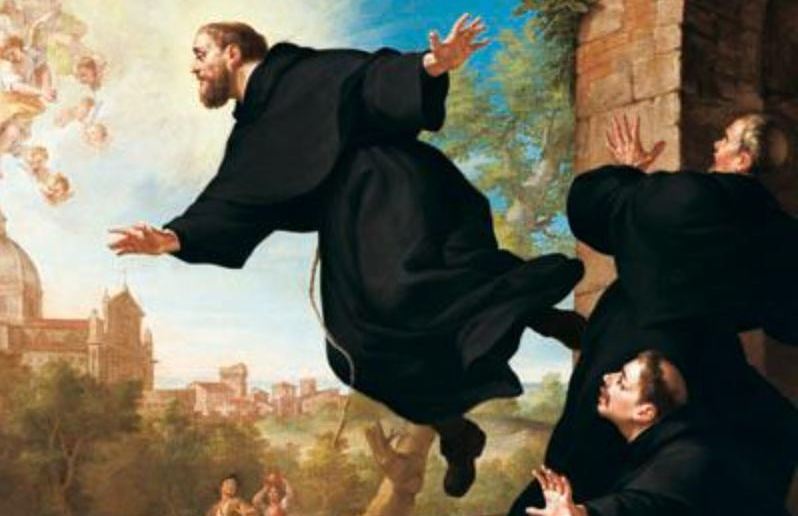 Hl. Josef von Copertino dargestellt im Gemälde von Ludovico Mazzanti, S. Giuseppe da Copertino si eleva in volo alla vista della Basilica di Loreto (18. Jhd) / Foto: http://www.santiebeati.it/immagini/Original/34750/34750B.JPG